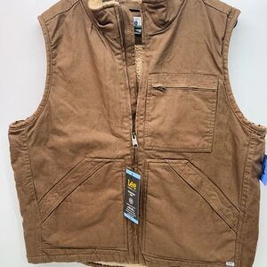 New Lee premium select workwear vest Sherpa lined brown sz L